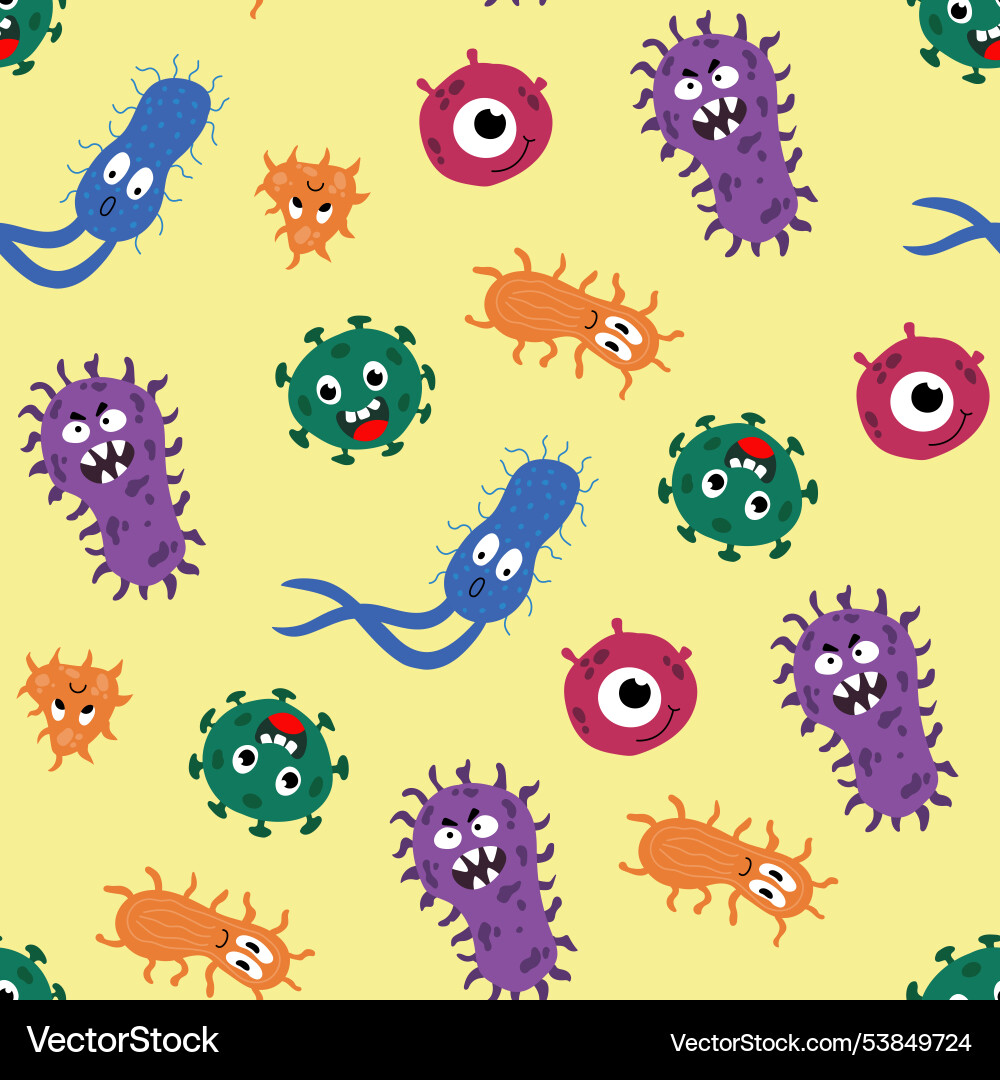 Seamless pattern with bacteria design for fabric Seamless pattern with bacteria design for fabric vector image