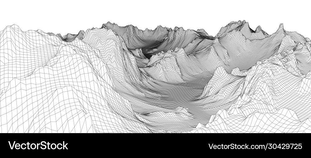 Abstract 3d wire-frame landscape blueprint style Abstract 3d wire-frame landscape blueprint style Vector Image