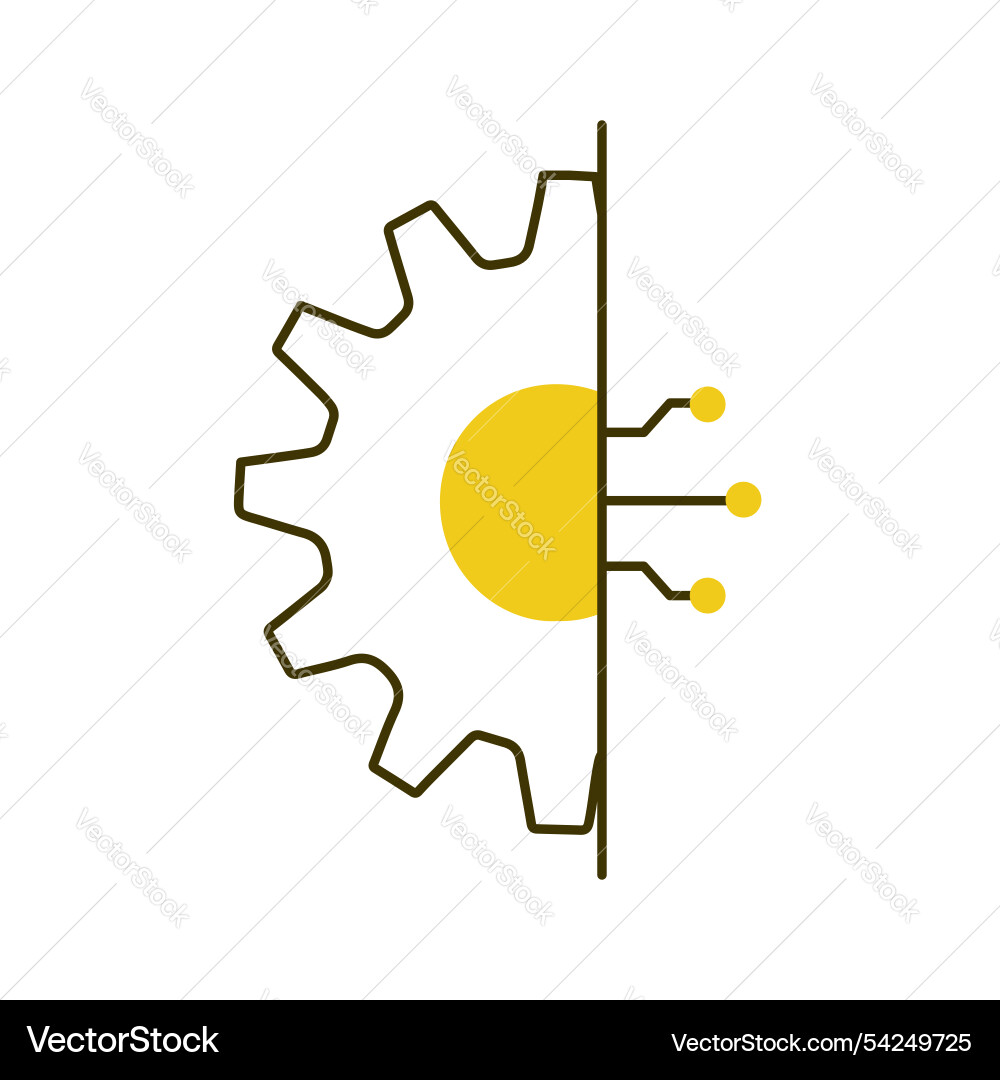 Ai automation gear for smart process control icon vector image