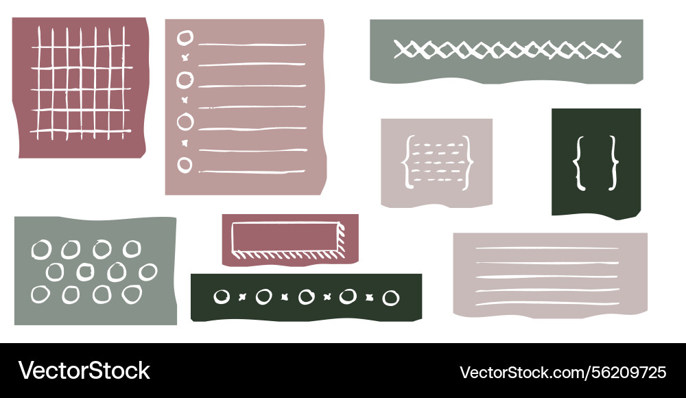 Crayon style grid patterns and lined stripe Vector Image