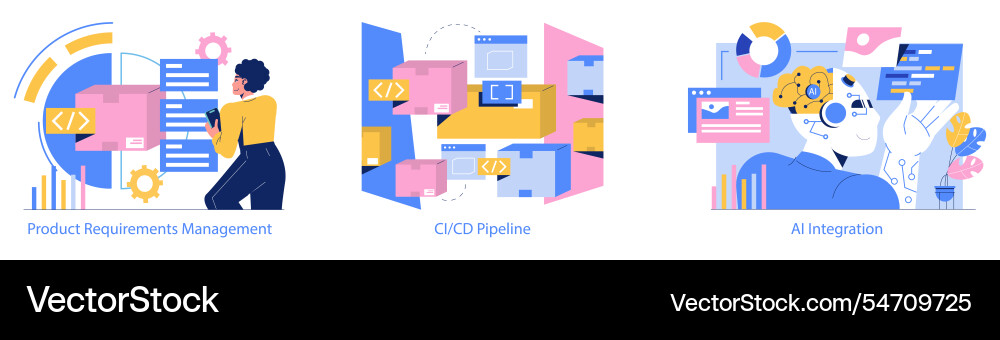 Development process automation flat Development process automation flat vector image