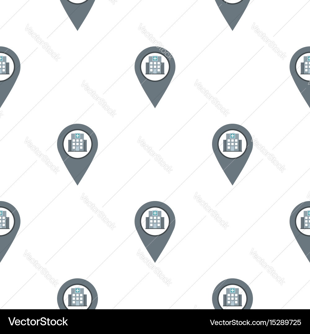 Gray map pointer with symbol hospital pattern flat vector image