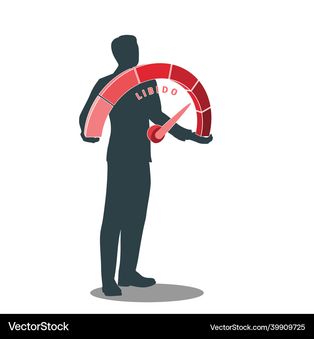 Man holding libido level measuring device scale Vector Image