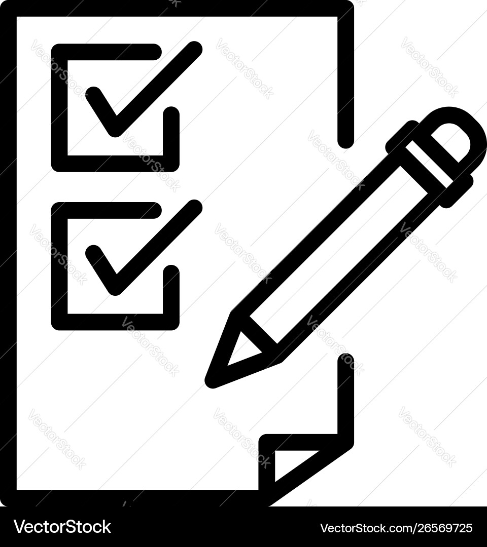 Pencil and checkbox list icon outline style Pencil and checkbox list icon outline style vector image