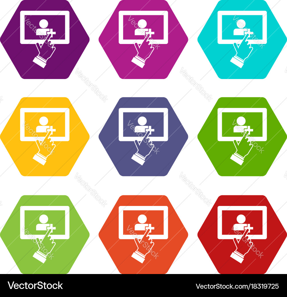 Touch screen tablet click icon set color vector image
