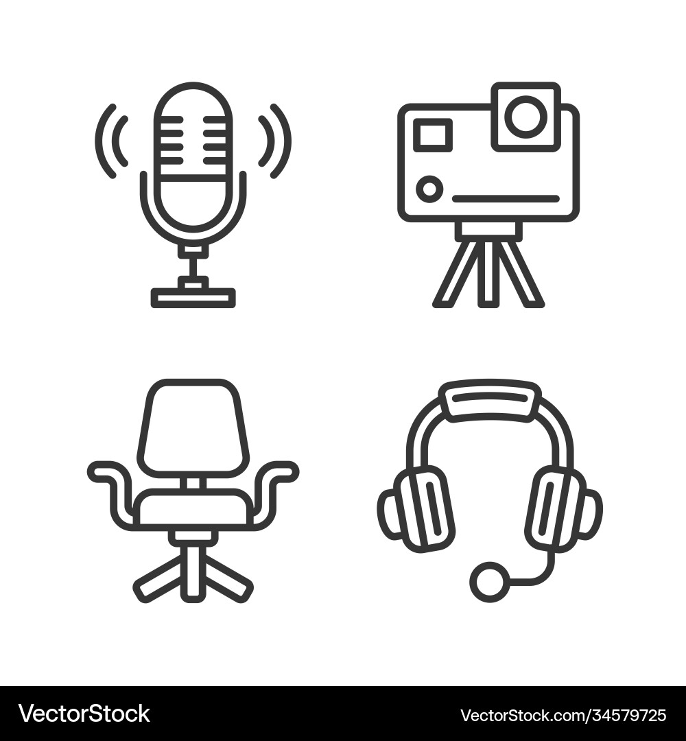 Video blogger ans podcast device icons set Vector Image