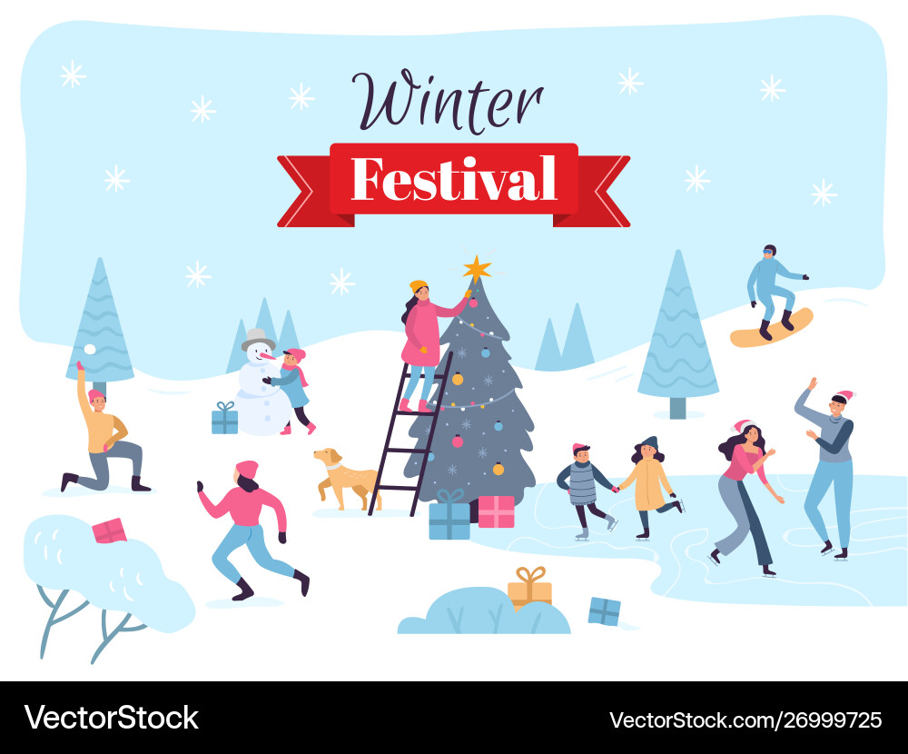 Winter festival december holidays celebration Winter festival december holidays celebration vector image