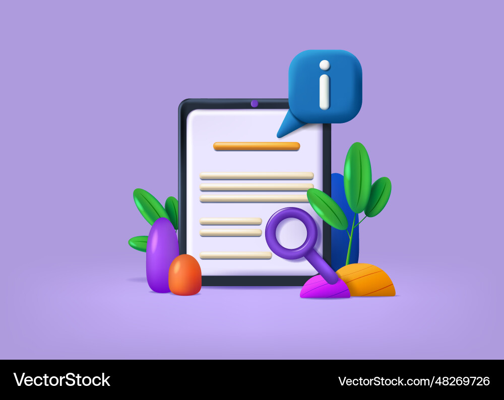 3d guide information notification user vector image