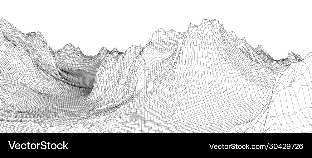 Abstract 3d wire-frame landscape blueprint style Vector Image