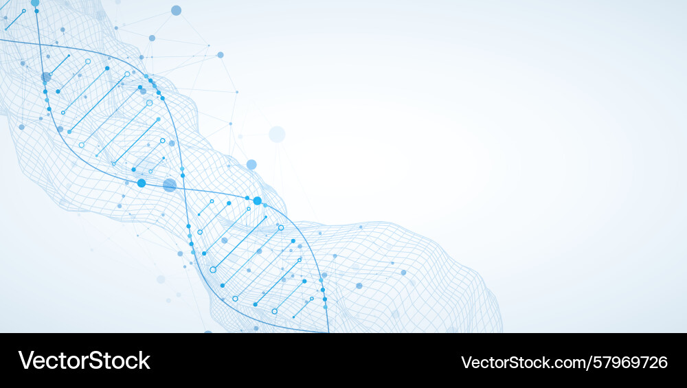 Abstract image of dna molecule on wireframe wave Vector Image