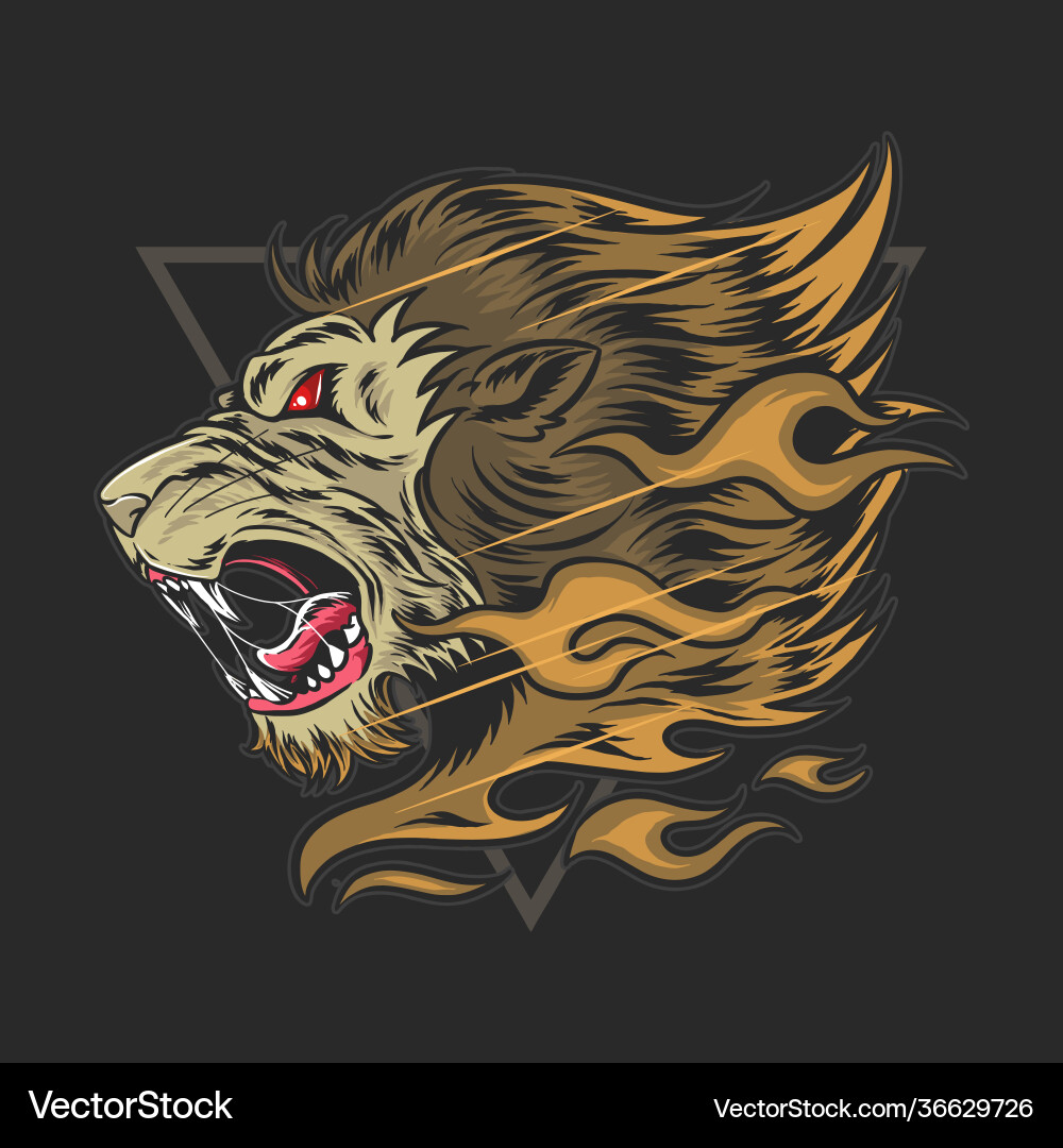 Angered Lion with Firemane vector image
