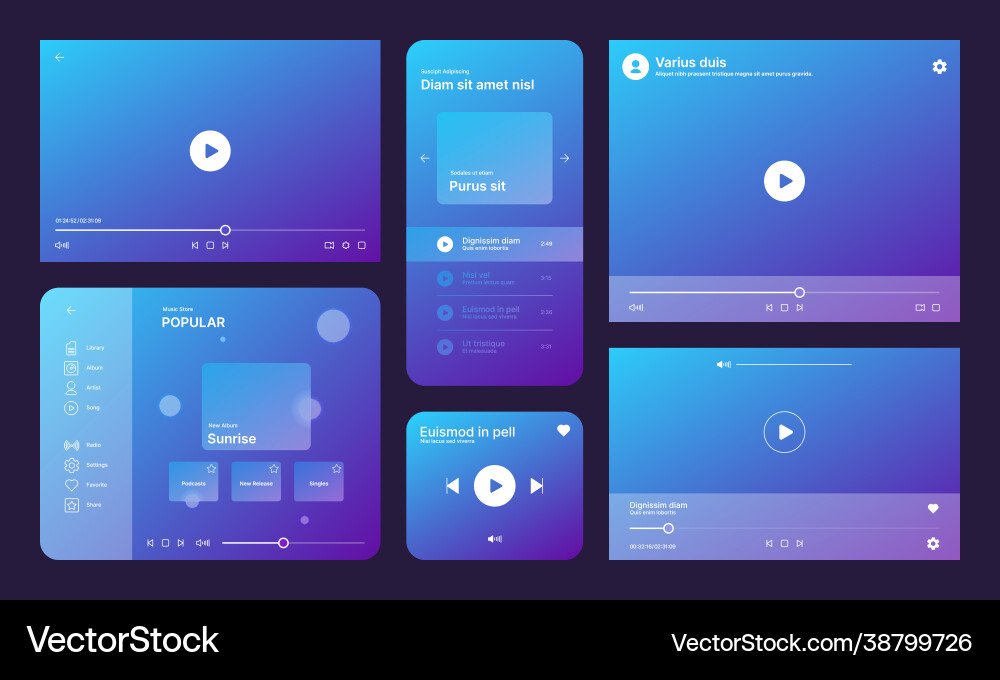 Audio Player UI App Template vector image