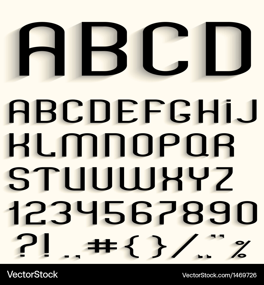 Black font with shadow Royalty Free Vector Image