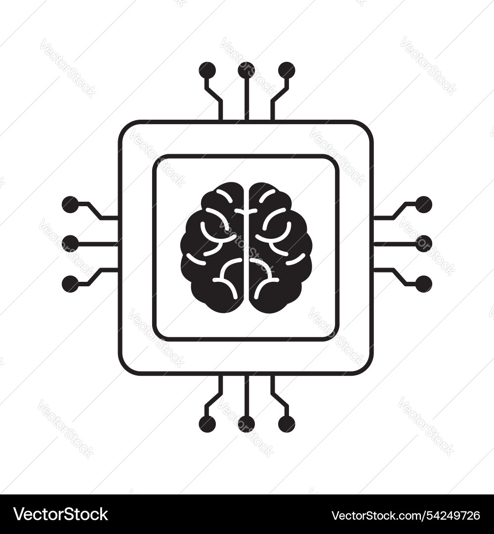 Brain-inspired ai neural network icon design vector image
