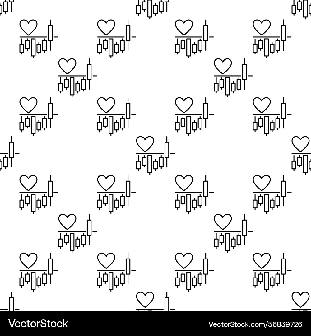 Chart with heart shape thin line seamless pattern Chart with heart shape thin line seamless pattern vector image
