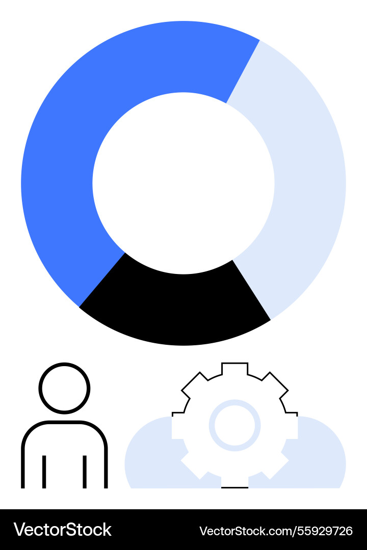 Data analytics with pie chart user and gear Vector Image