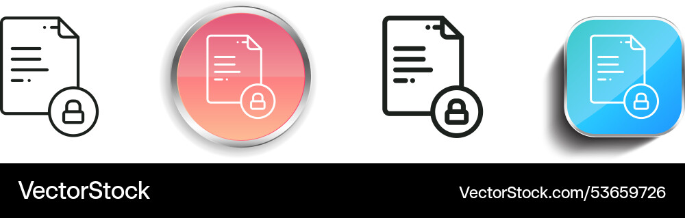 Document icon thin linear regular and button Document icon thin linear regular and button Vector Image