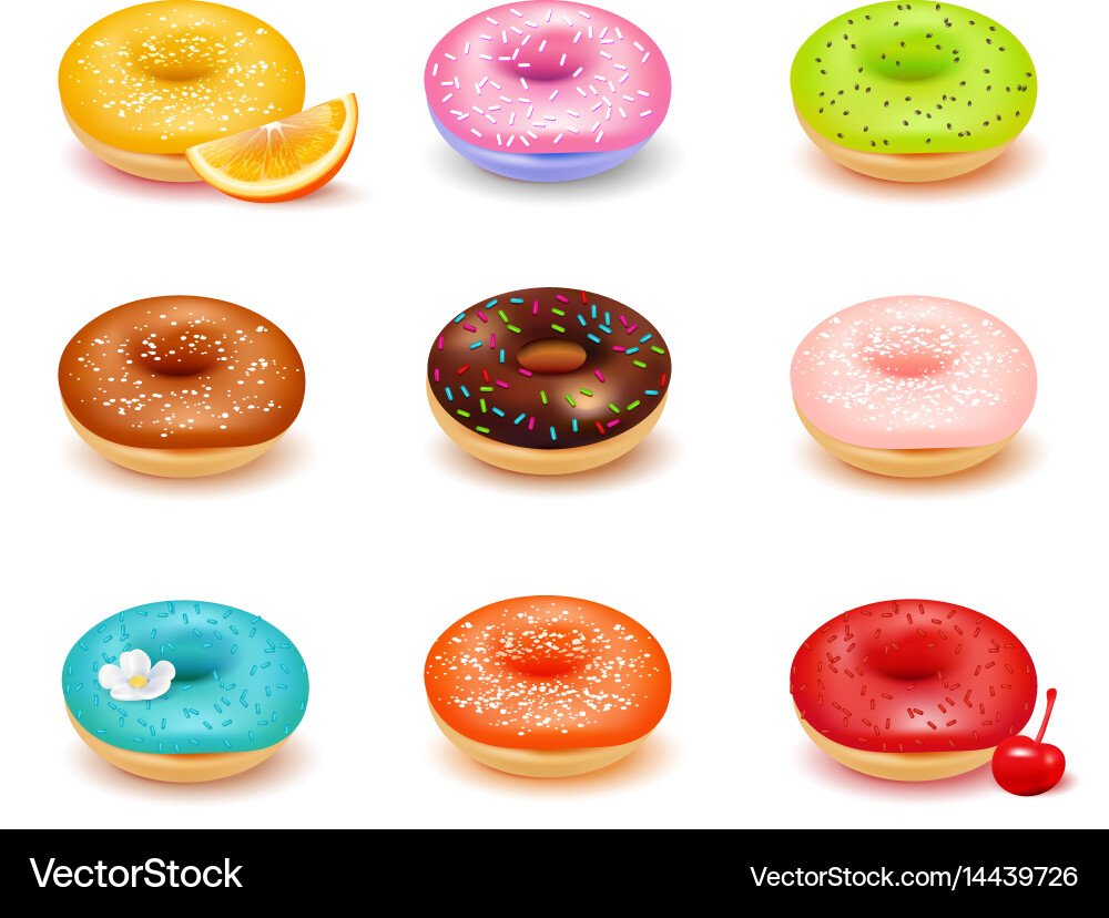 Donuts assortment set Royalty Free Vector Image