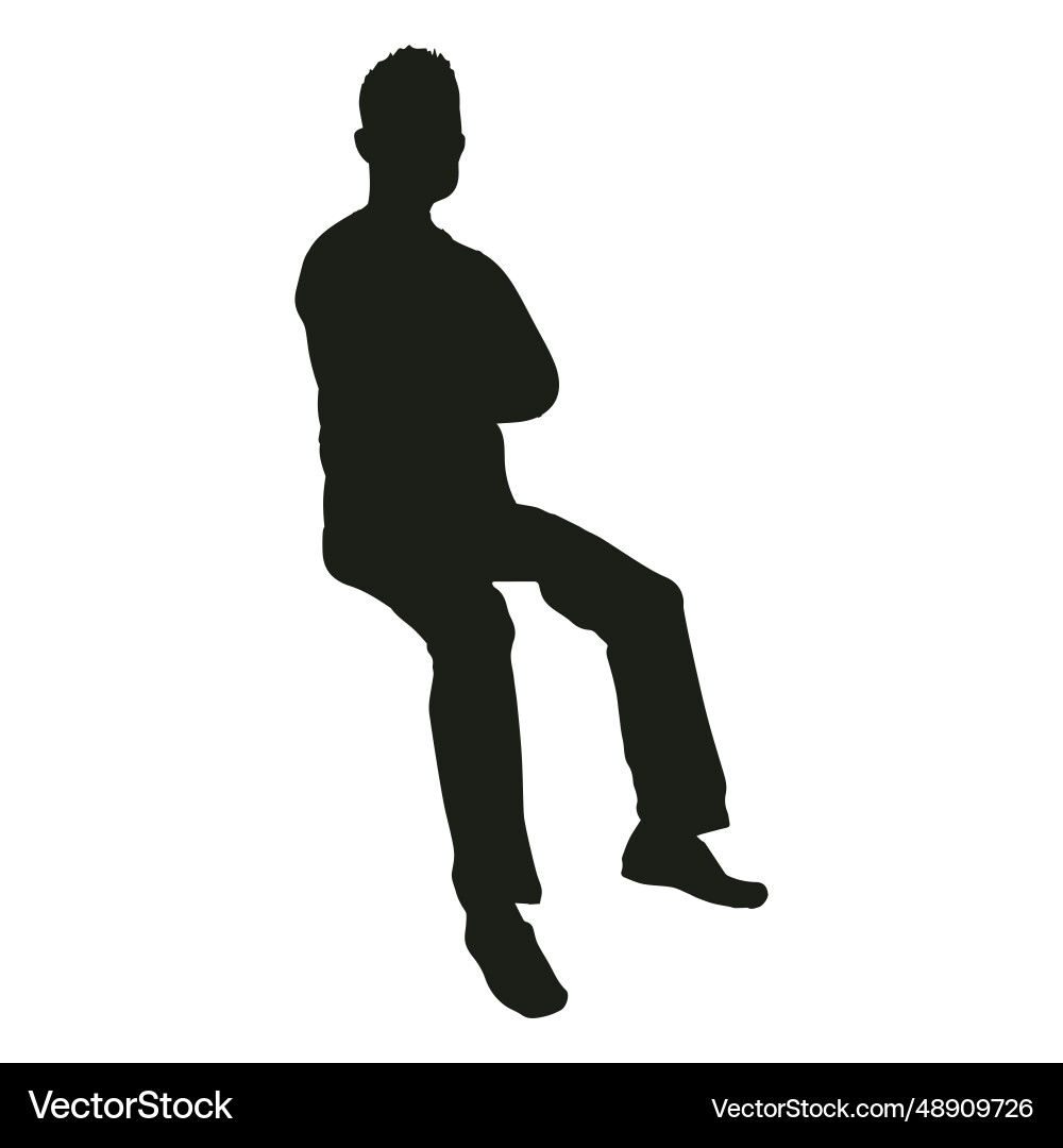 Man sitting hands crossed silhouette Man sitting hands crossed silhouette vector image