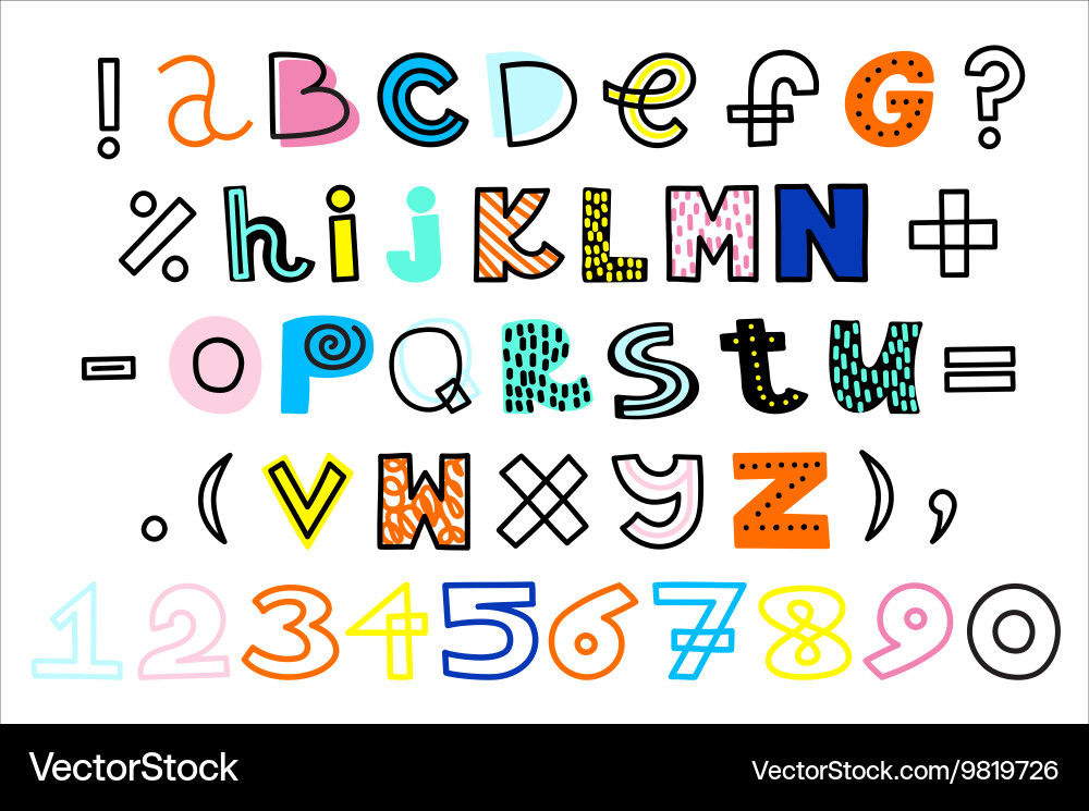 Playful Alphabet & Number Set Vector Image