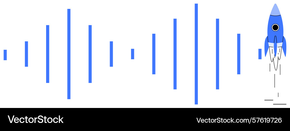 Rocket propelled by sound waves representing speed Vector Image