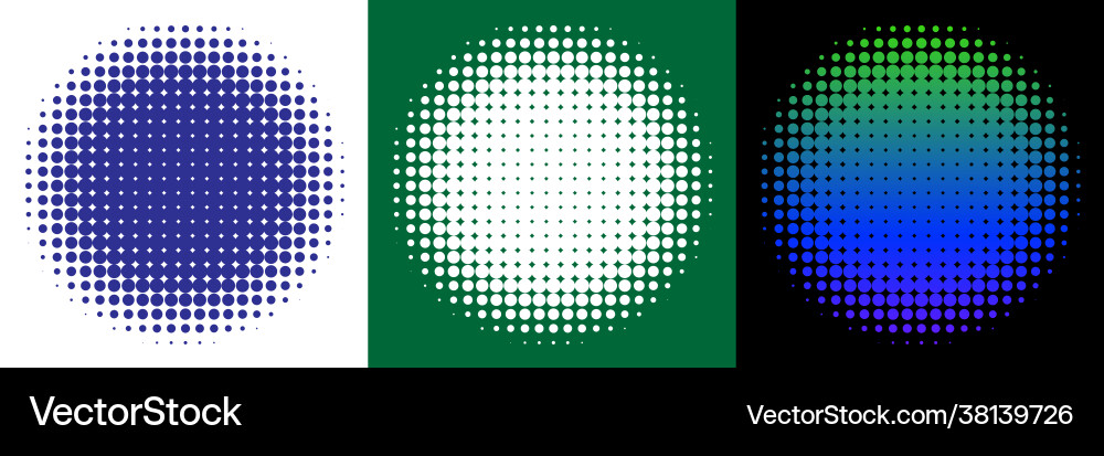 Set 3 circles in retro halftone style Set 3 circles in retro halftone style vector image