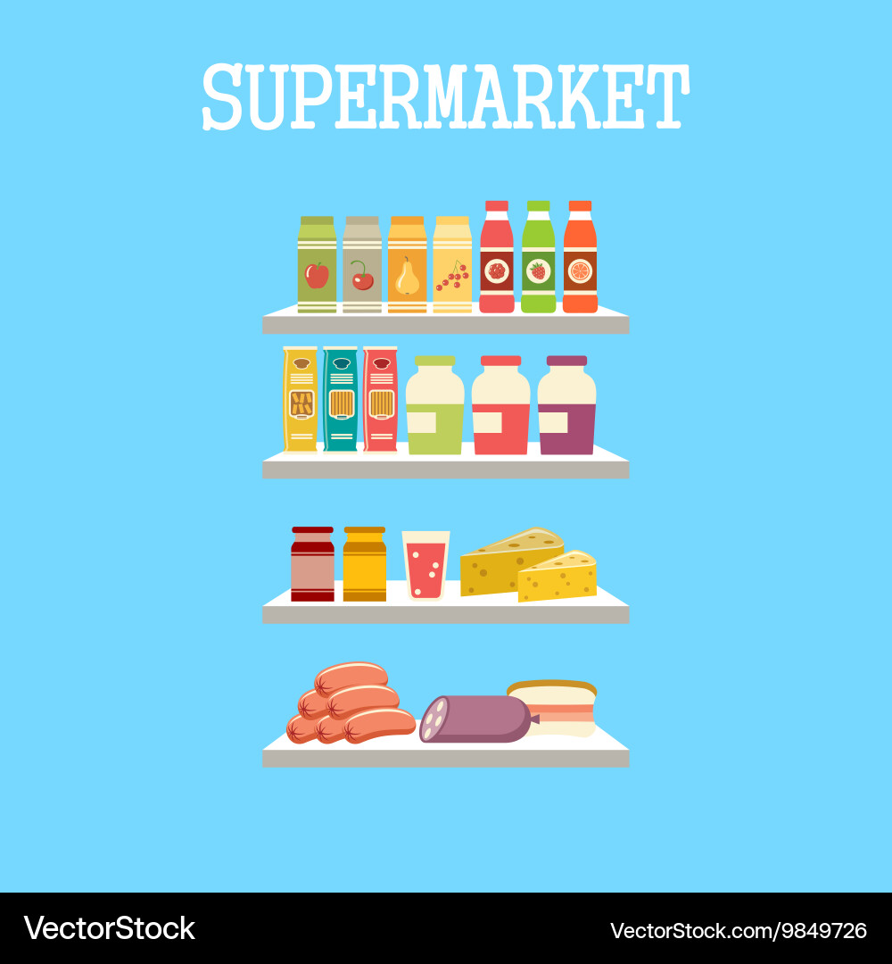 Shelfs with products vector image