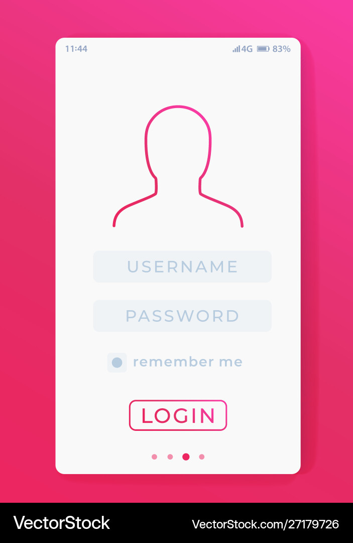 User login mobile interface template vector image