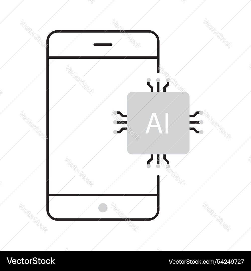 Artificial intelligence in mobile tech icon Vector Image