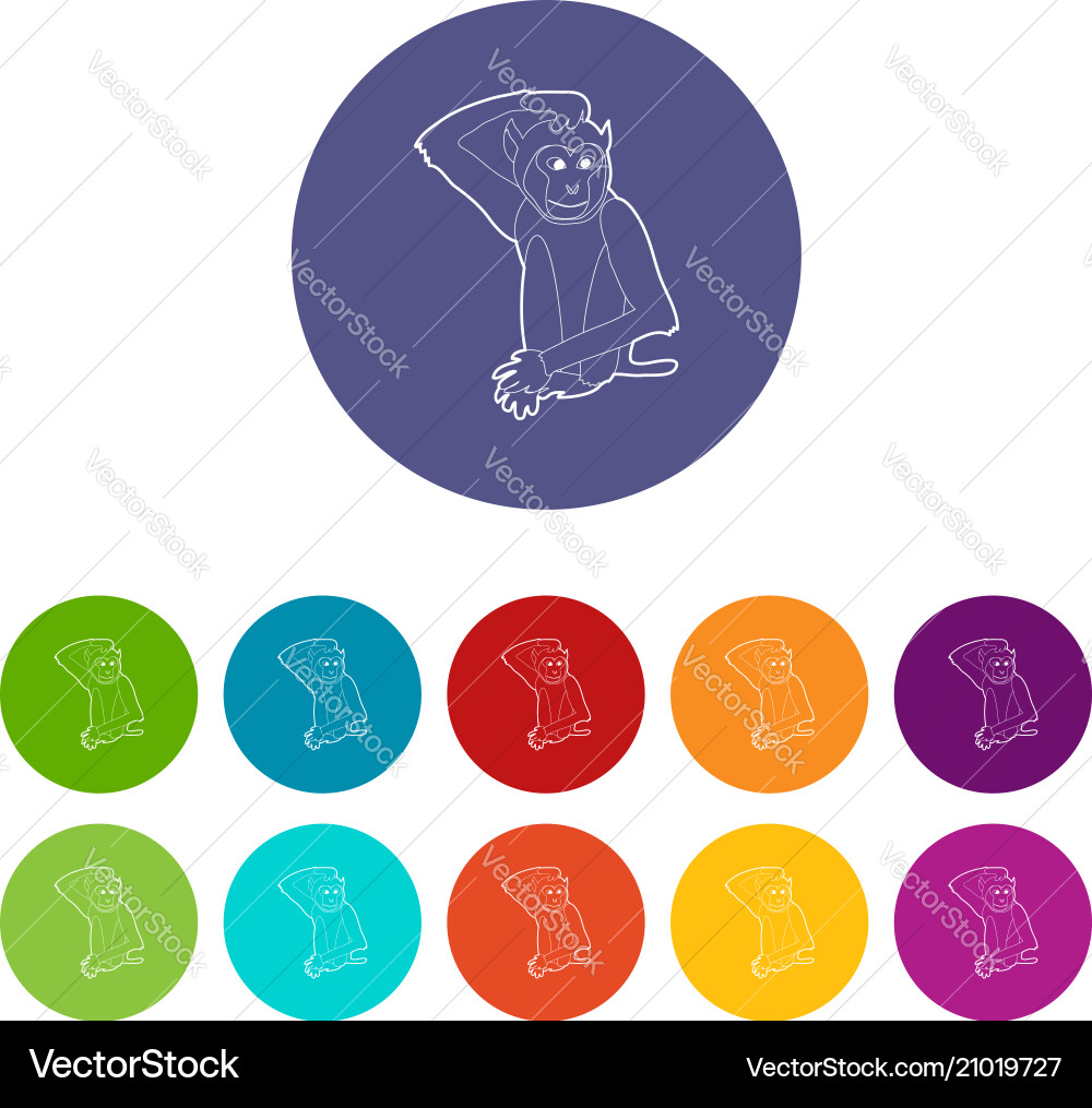 Brooding monkey icons set color Vector Image