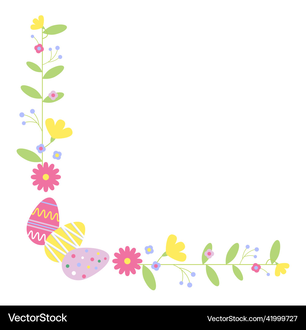 Easter eggs and flowers border holidays Easter eggs and flowers border holidays vector image