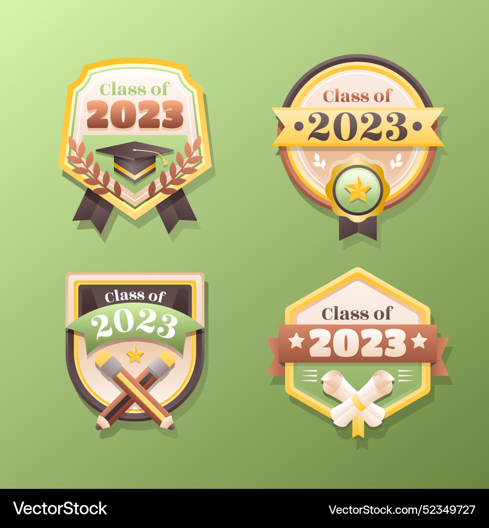 Gradient badges collection for class of 2023 vector image