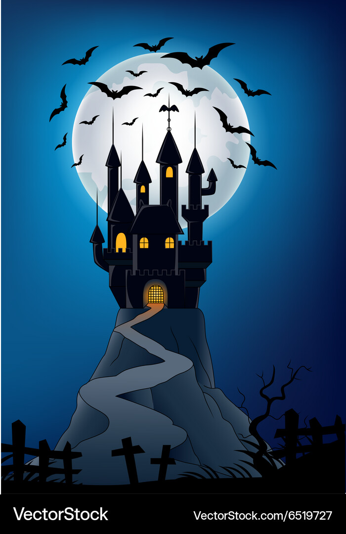 Haunted house on the hill – Royalty-Free Vector | VectorStock