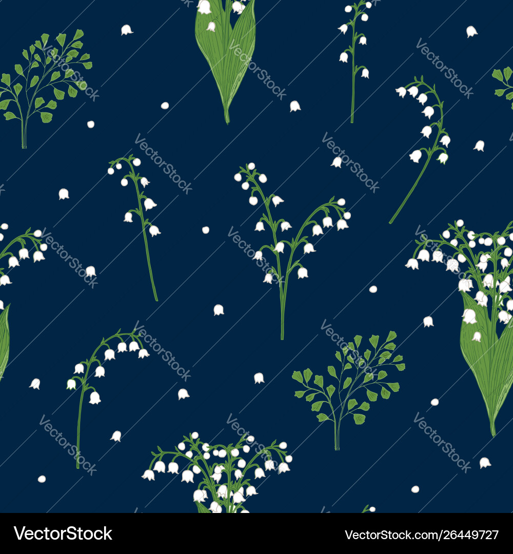 Lily valley seamless pattern vector image