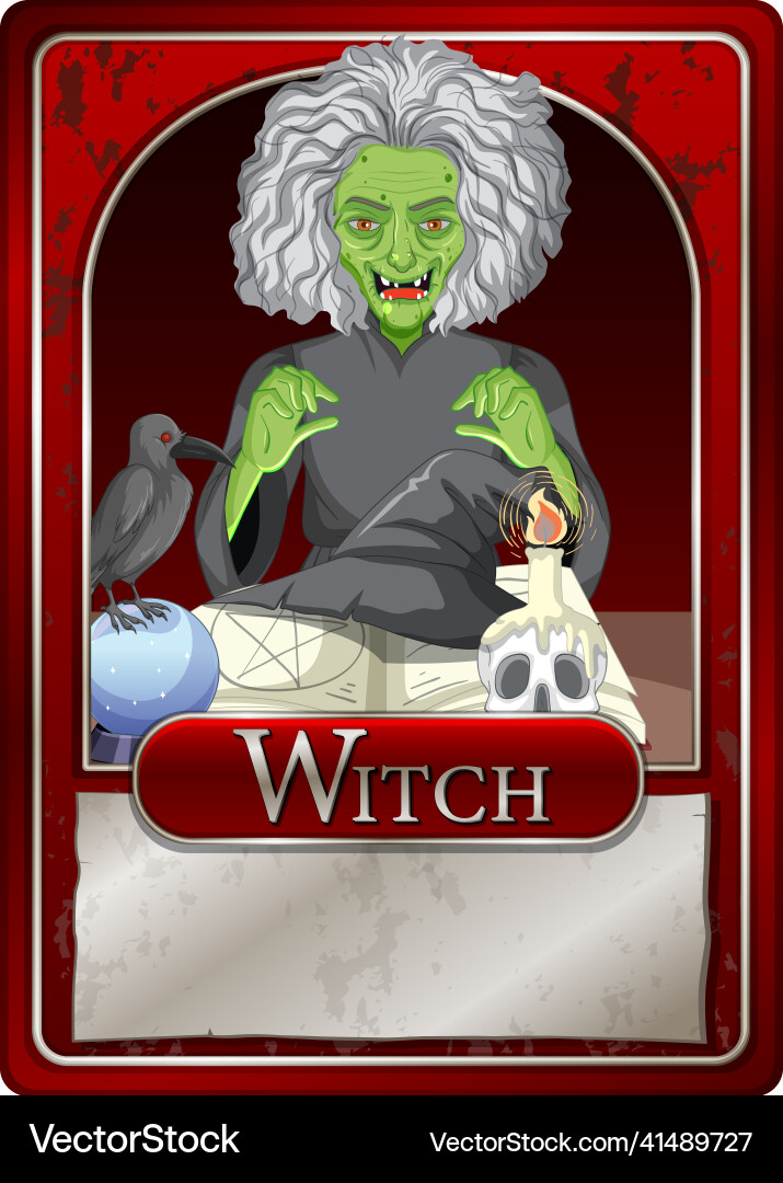 Old witch character game card template Vector Image