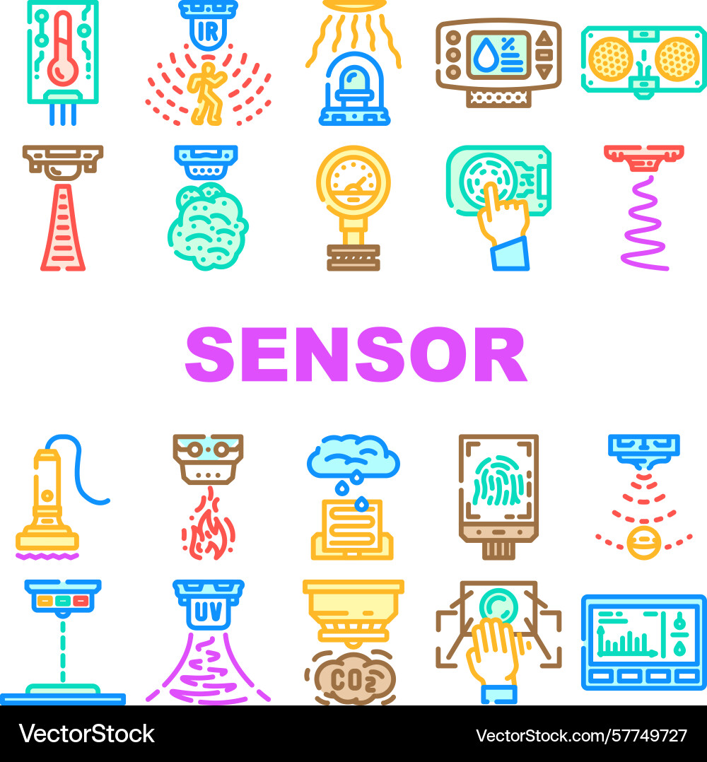 Sensor module iot wireless icons set vector image