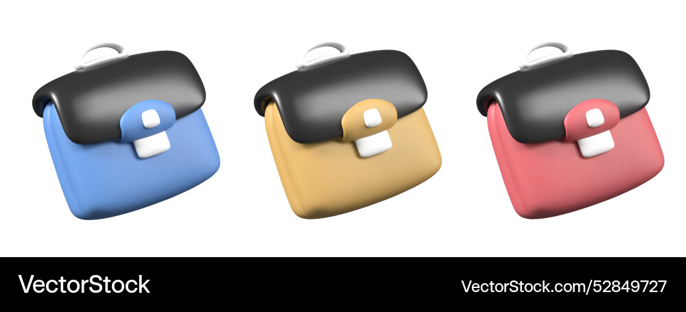 Set von realistischen Aktentaschen verschiedene Farben Vektorbild