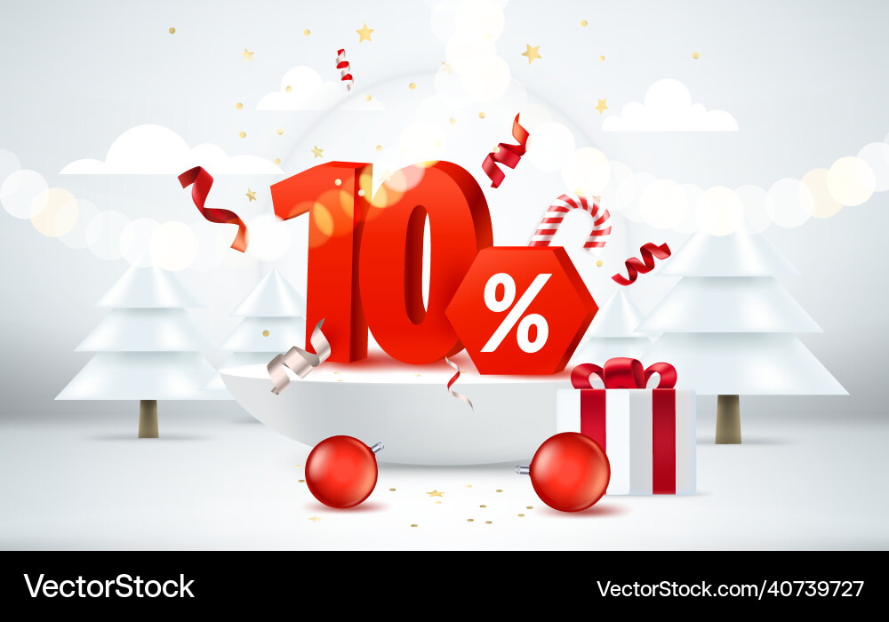 Ten percent christmas discount season sale banner Ten percent christmas discount season sale banner vector image