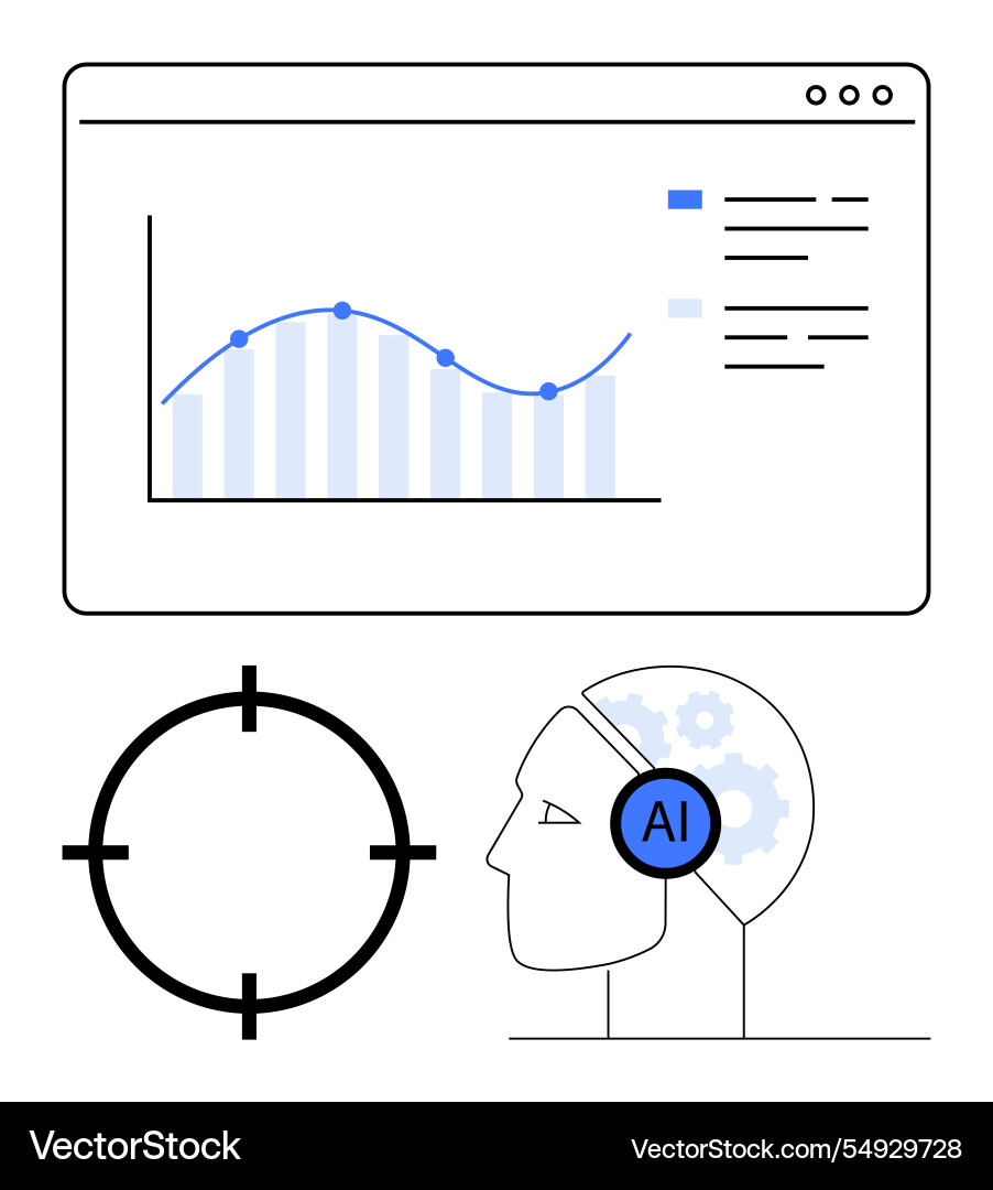 Datenanalyseschnittstelle mit ai-Integration Datenanalyseschnittstelle mit ai-Integration Vektorbild