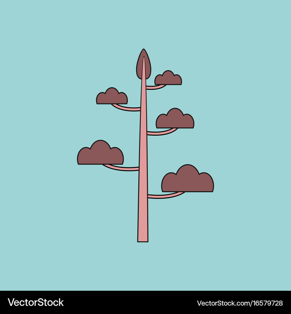Flat icon design collection simple tree vector image