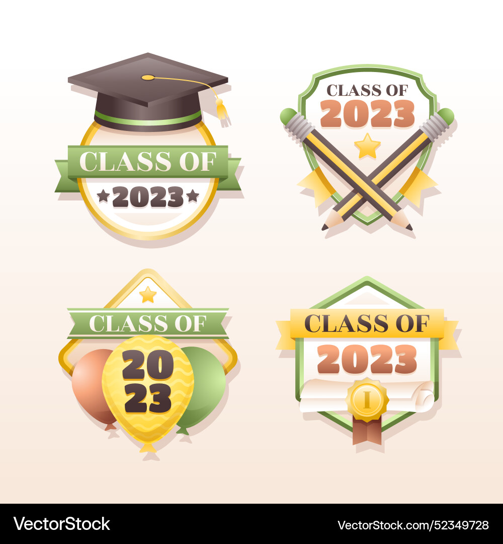 Gradient badges collection for class of 2023 Vector Image