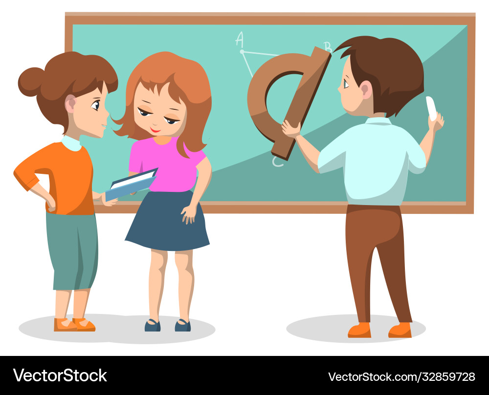 Group kids solving math problems image Group kids solving math problems image vector image