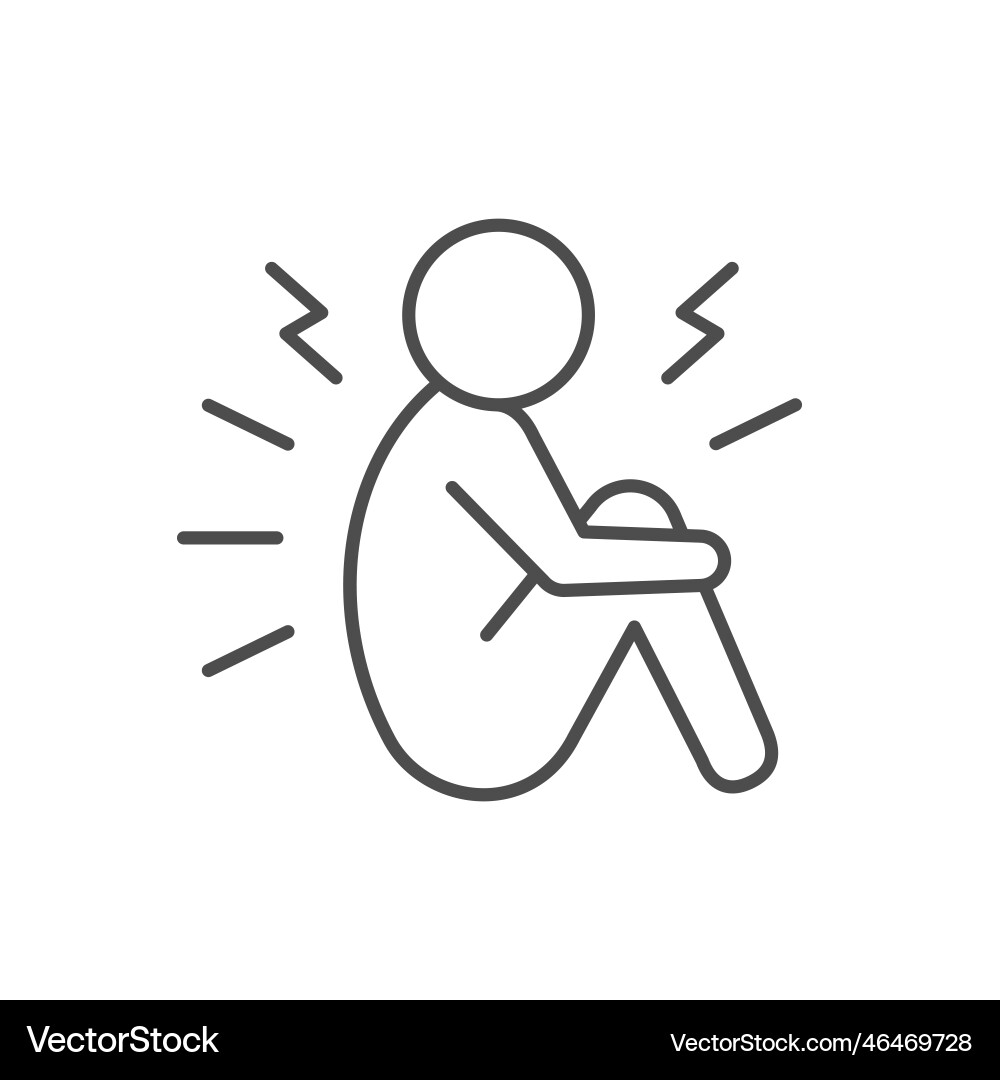 Human loneliness line outline icon vector image