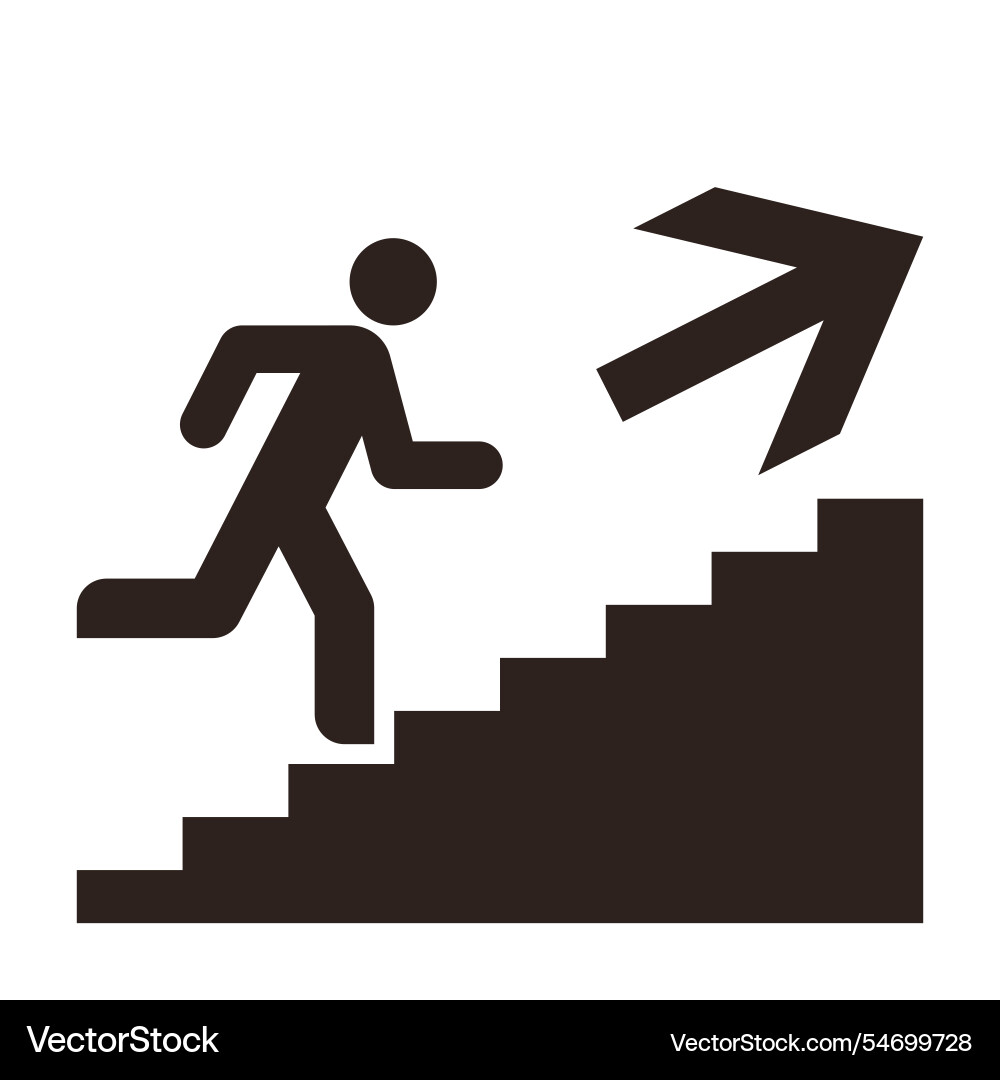 Man running up stairs with direction arrow escape vector image