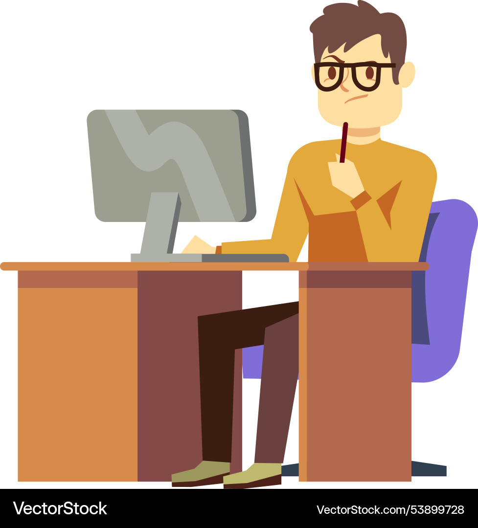 Man think of work problem office worker character Man think of work problem office worker character vector image