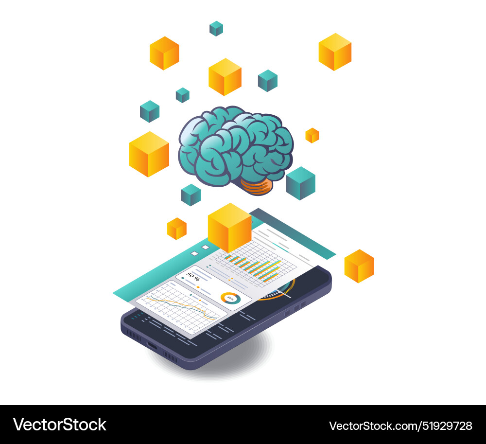 Smartphone data analysis in ai blockchain Smartphone data analysis in ai blockchain vector image