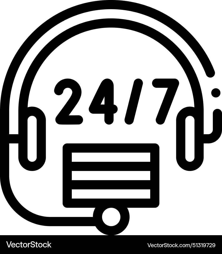 24 hours support icon thin linear style design 24 hours support icon thin linear style design vector image