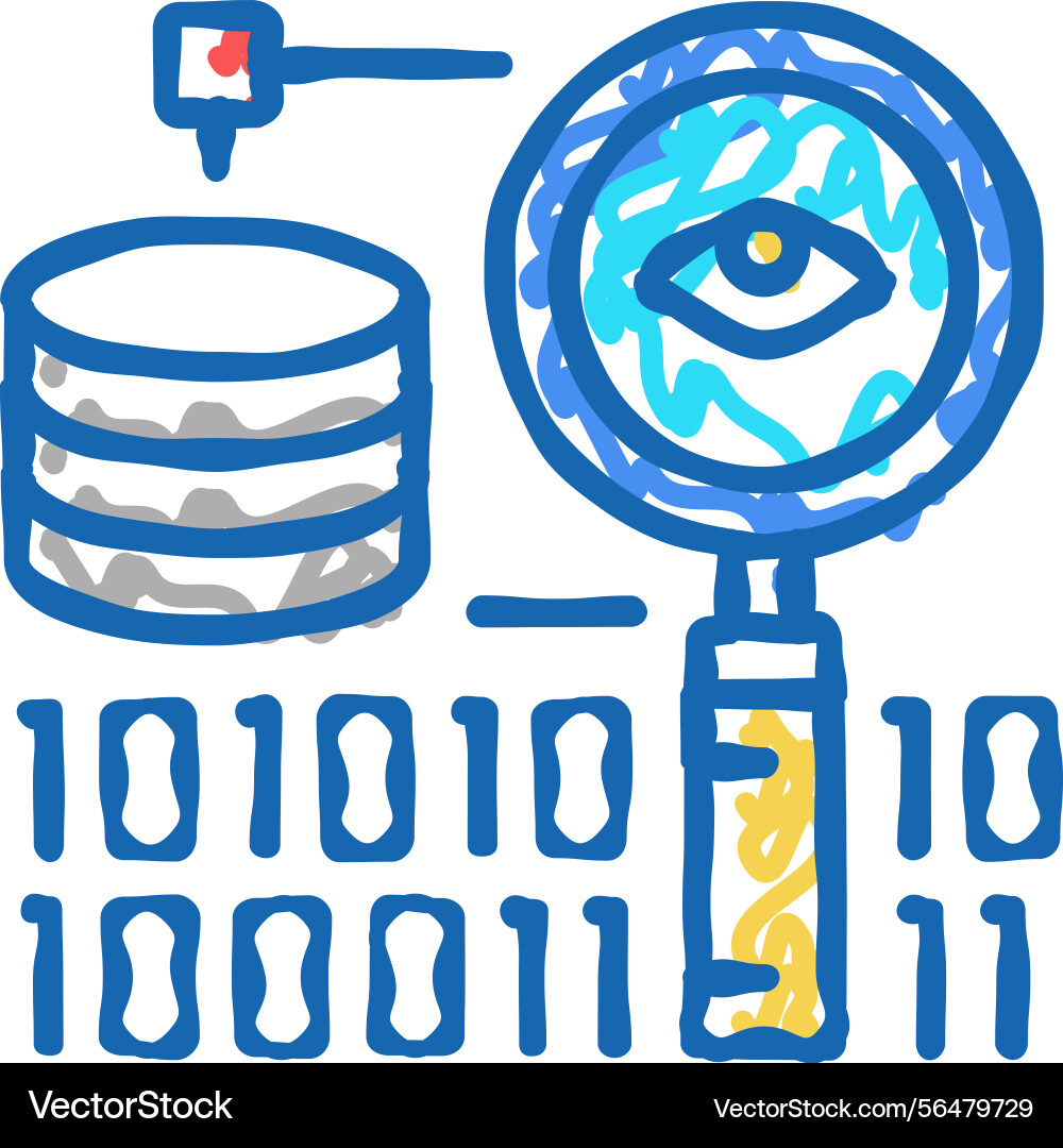 Analysis binary digital processing icon doodle Vector Image