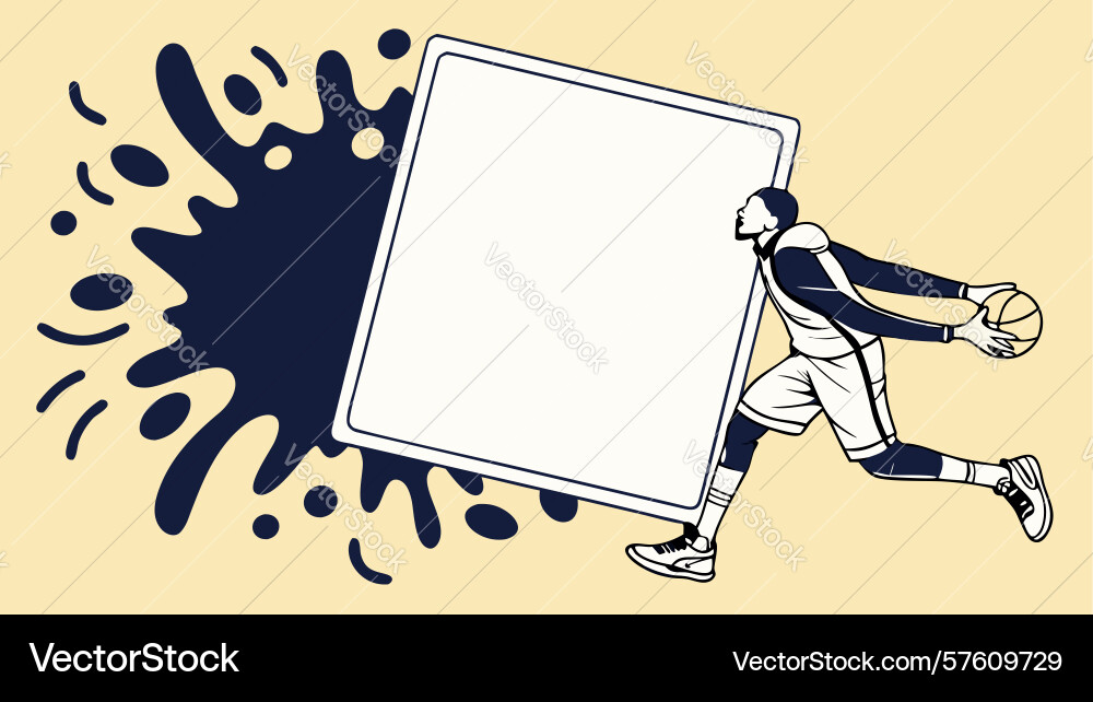 Basketball player with dynamic paint splatter Vector Image
