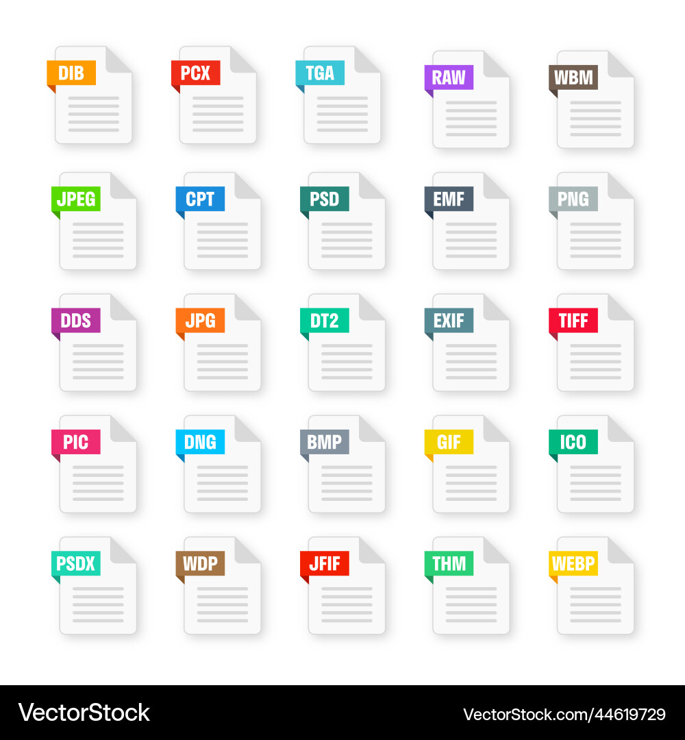 Common system file formats document types Common system file formats document types vector image